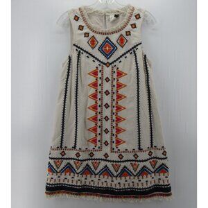 Akemi Kin Anthropologie Dress 2P Petites Reagan Linen Shift Aztec Tribal